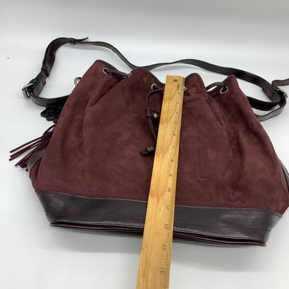 Patricia Nash Leather Crossbody Bags Melrose Drawstring Plum Nubuck Purse - Picture 7 of 12